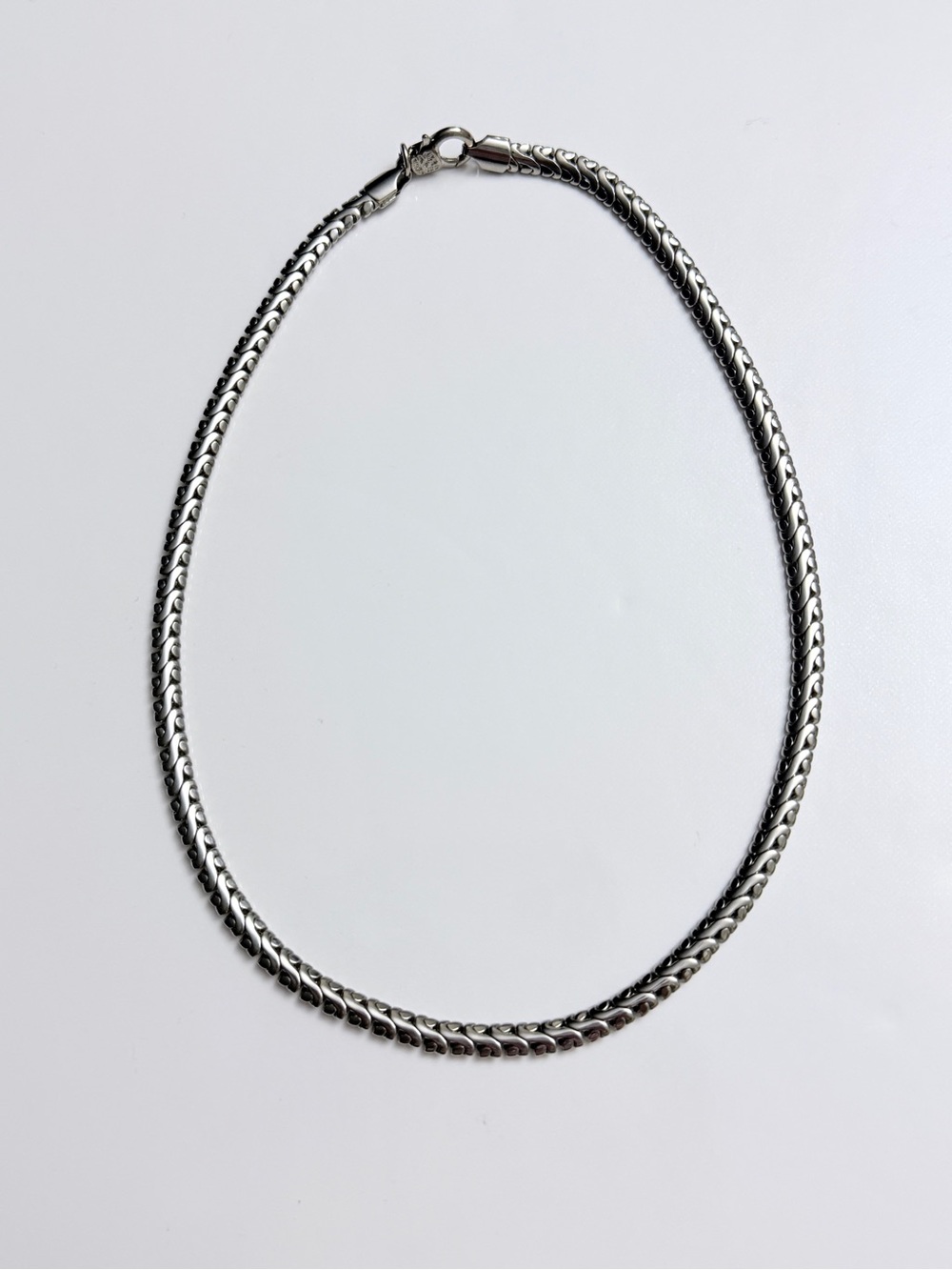 Unisex Silver Tone Woven Classic Link Chain Necklace